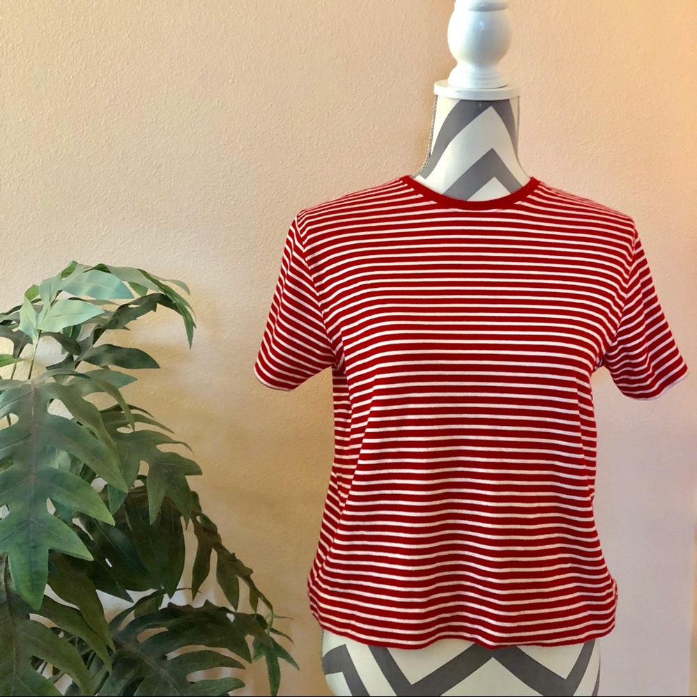 Karen Scott red & white stripes top